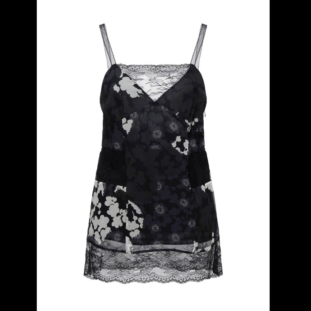 MCQ Alexander McQueen Black Floral Silk Cami